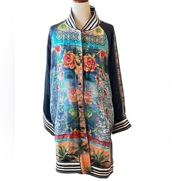 Johnny Was silk tropical coat (reversible) NWT (oversized) - Picture 4 of 14
